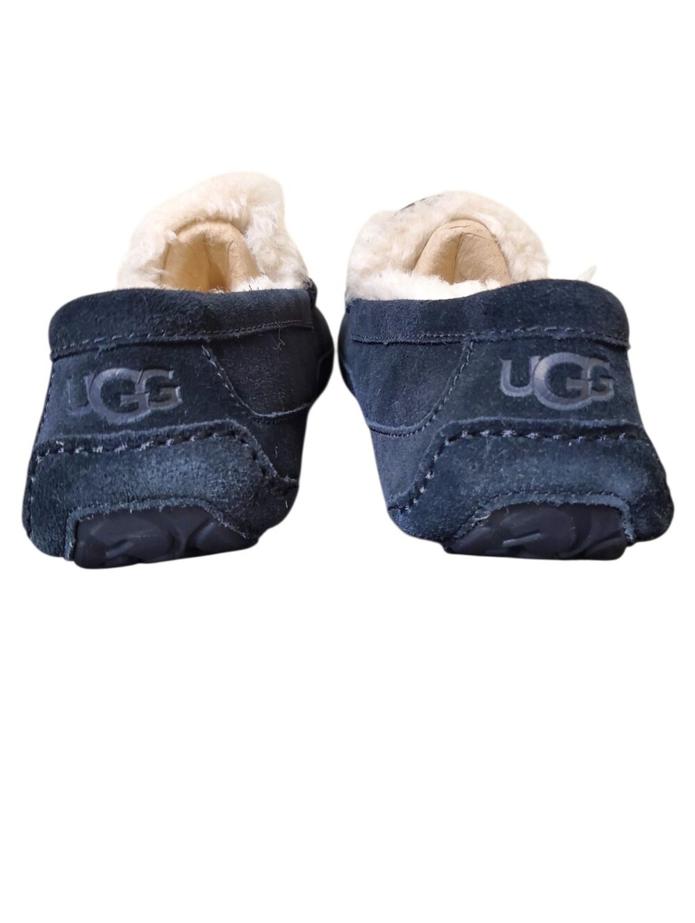 UGG Ascot Black Full Grain Suede Upcycled Wool Lining Slippers New Men's 9 - Picture 5 of 9